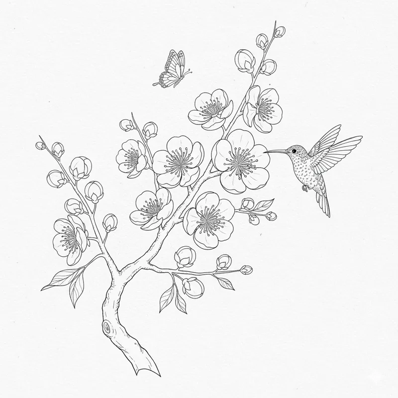 Mẫu giáo vui học cùng tranh tô màu hoa mai mẫu giáo