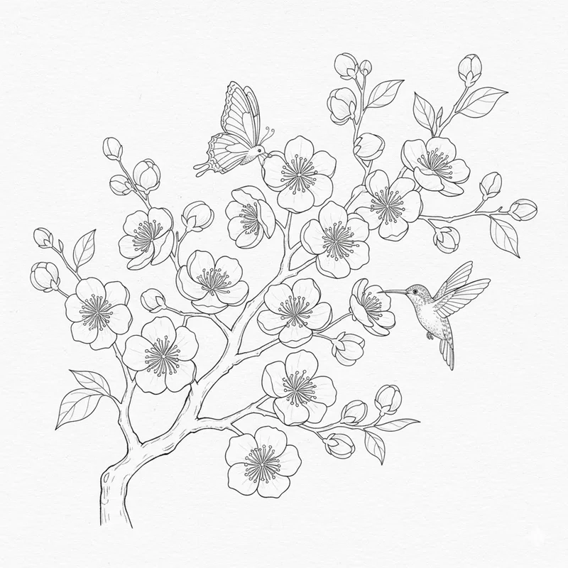 Bé vui học với tranh tô màu hoa mai cho bé 3 tuổi