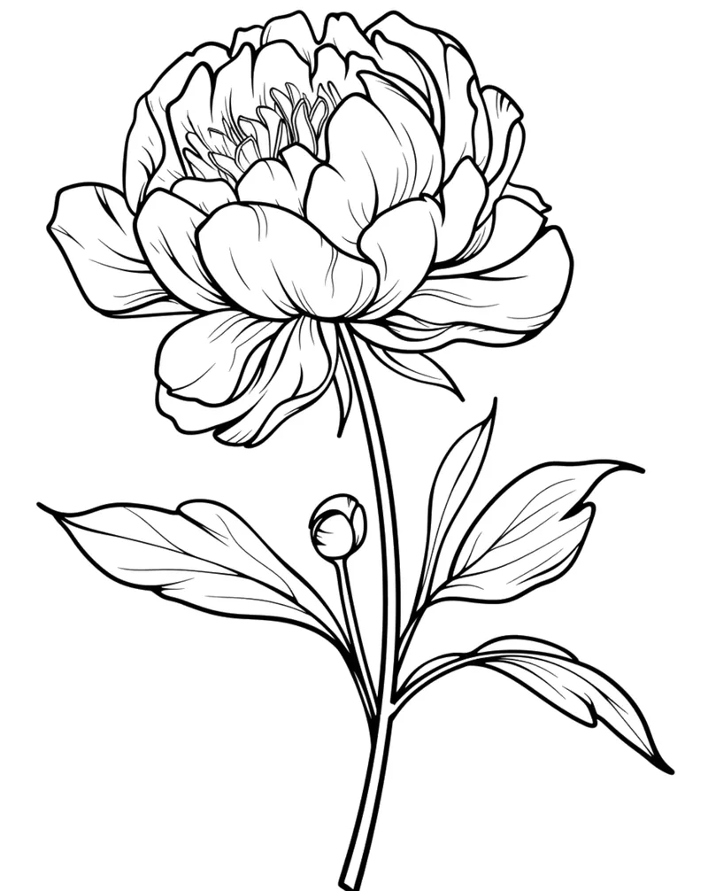 Bé dễ học với tô màu hoa mẫu đơn đơn giản