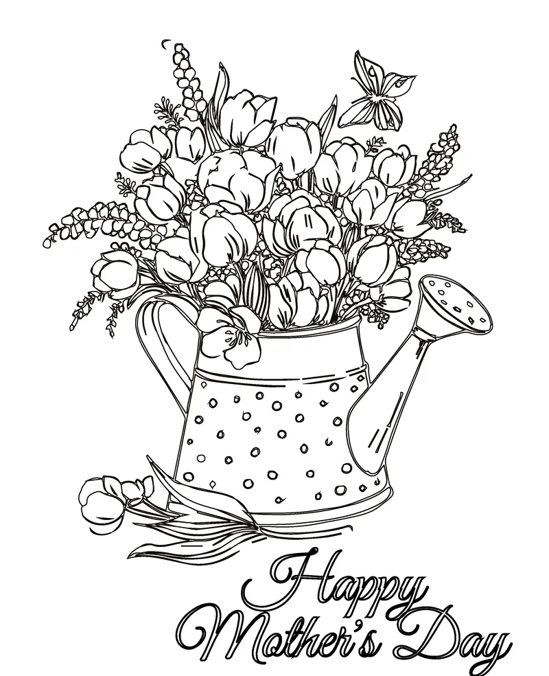 Bé vui học với tranh tô màu hoa tặng mẹ đơn giản