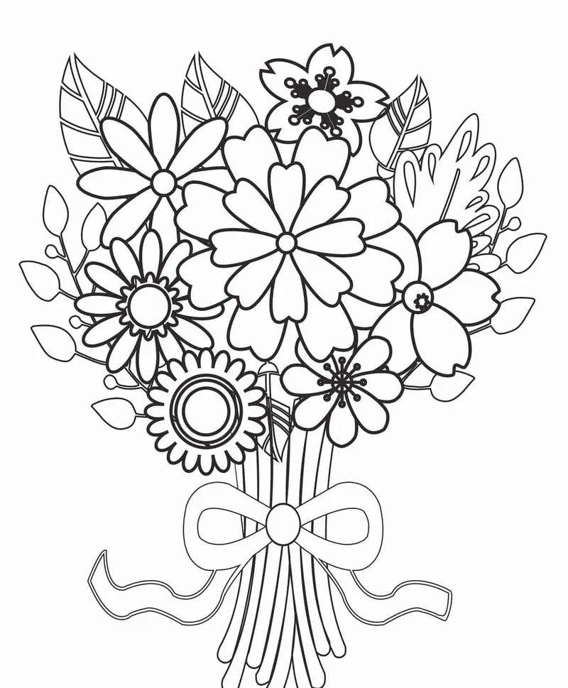 Siêu dễ thương với tranh tô màu hoa tặng mẹ cute