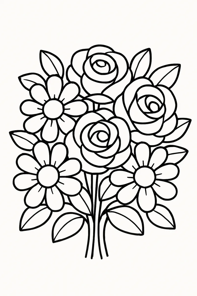 Bé học vẽ với hình tô màu hoa tặng mẹ tại nhà