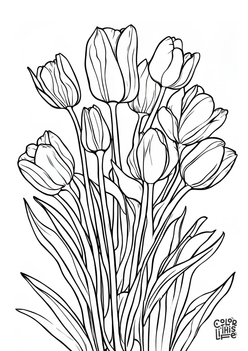 Thỏa sức sáng tạo với tô màu hoa tulip nghệ thuật