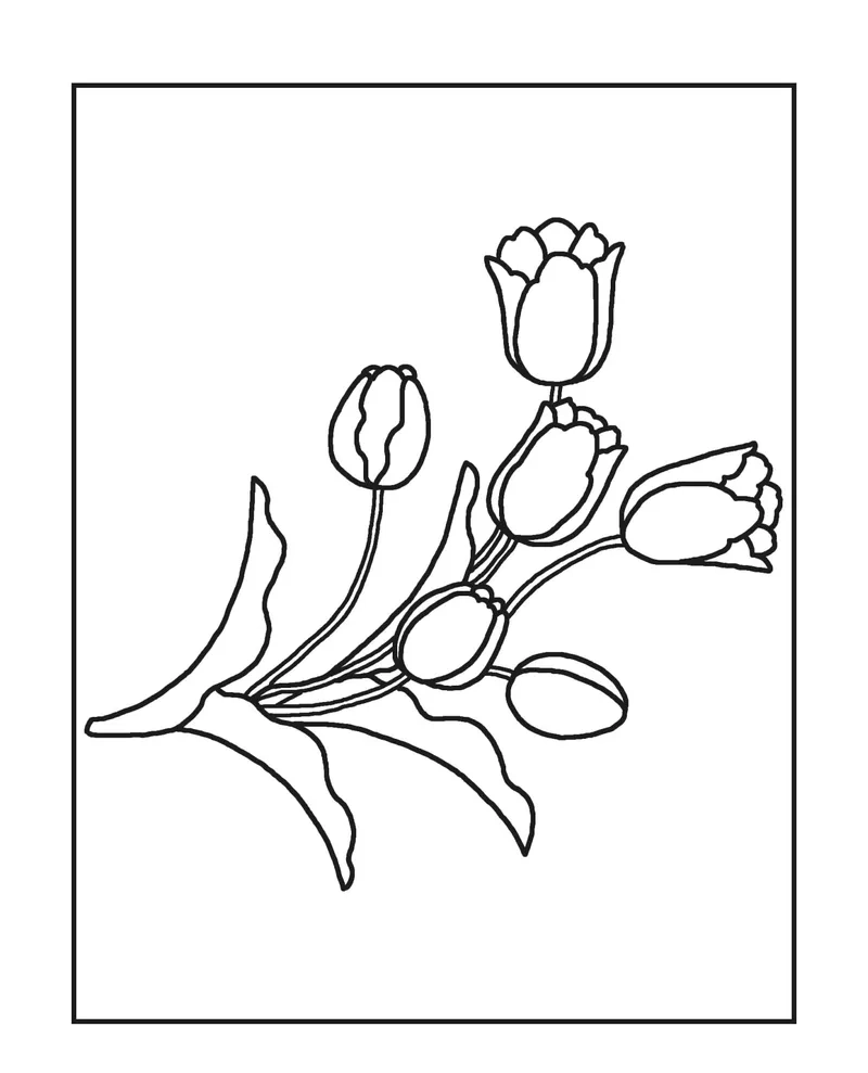 Siêu dễ thương với tranh tô màu hoa tulip cute
