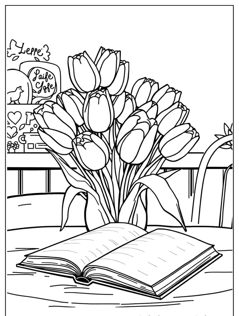 Nhanh tay tải tranh tô màu hoa tulip miễn phí