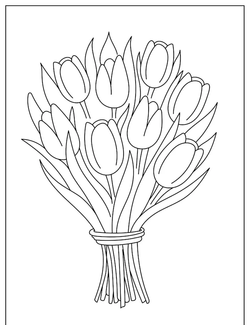 Khám phá tranh vẽ hoa tulip chưa tô sáng tạo