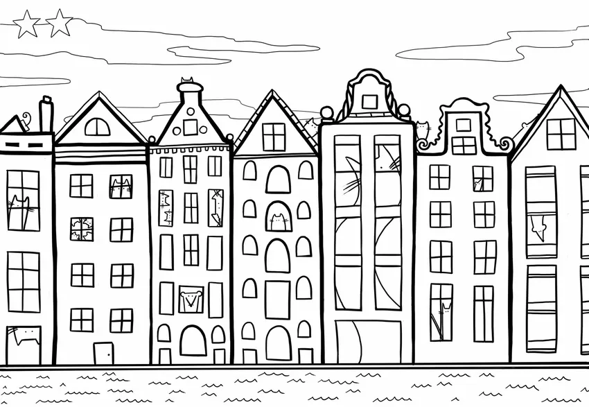 Khám phá tranh tô màu cư dân đô thị sinh hoạt hàng ngày