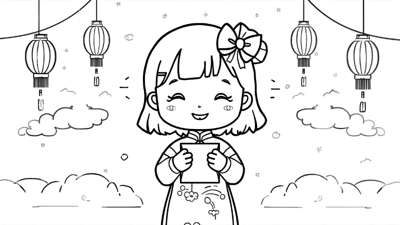 Tải hình ảnh bao lì xì đen trắng độ phân giải cao để in