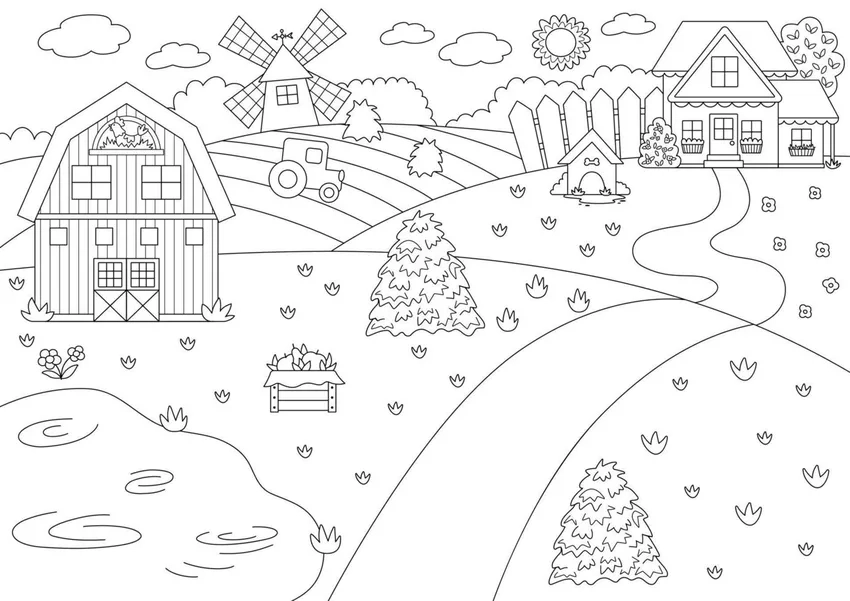 Khám phá tranh tô màu cây đa bến nước đặc trưng làng Việt