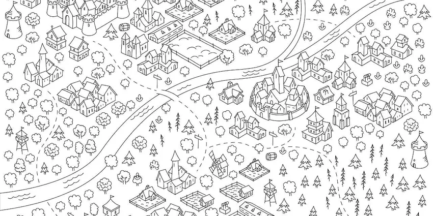 Tranh tô màu cảnh sinh hoạt quê vui tươi và gần gũi