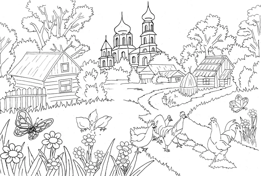 Tô màu tranh tô màu ruộng đồng lúa xanh bát ngát