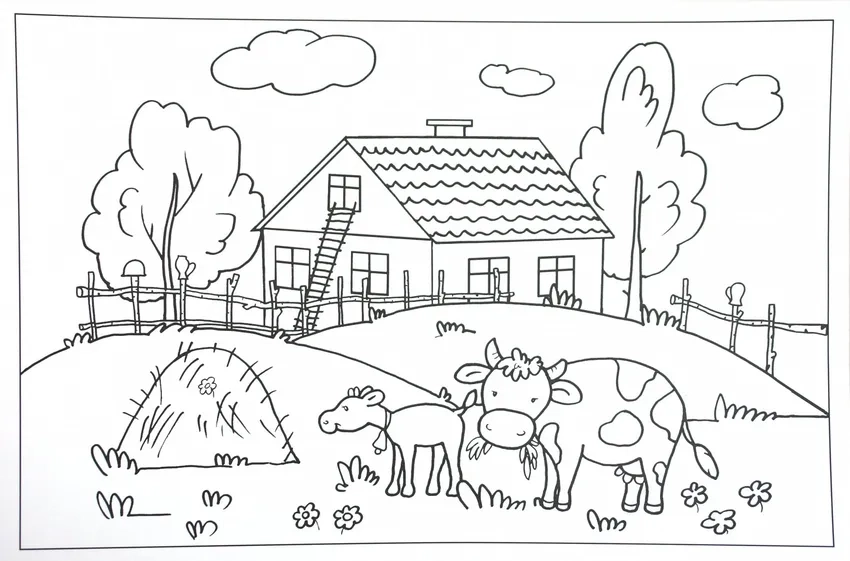 Khám phá tranh tô màu cảnh làng xưa đậm nét truyền thống