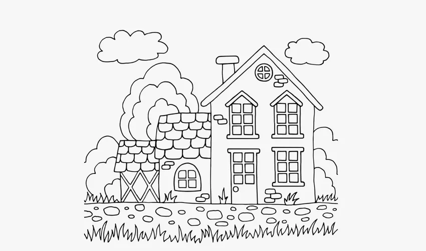 Tô ngay tranh tô màu ngôi nhà dễ tô cho trẻ em mầm non