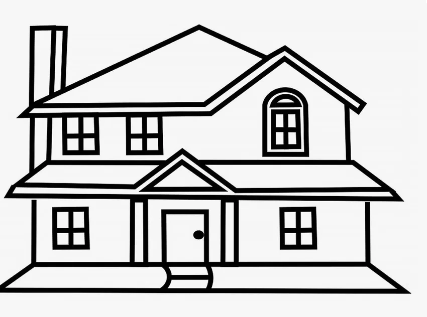 Tranh tô màu ngôi nhà hai tầng tiện nghi đầy sáng tạo