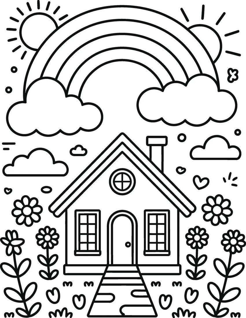 Tập tô tranh tô màu ngôi nhà tập vẽ sáng tạo và thú vị