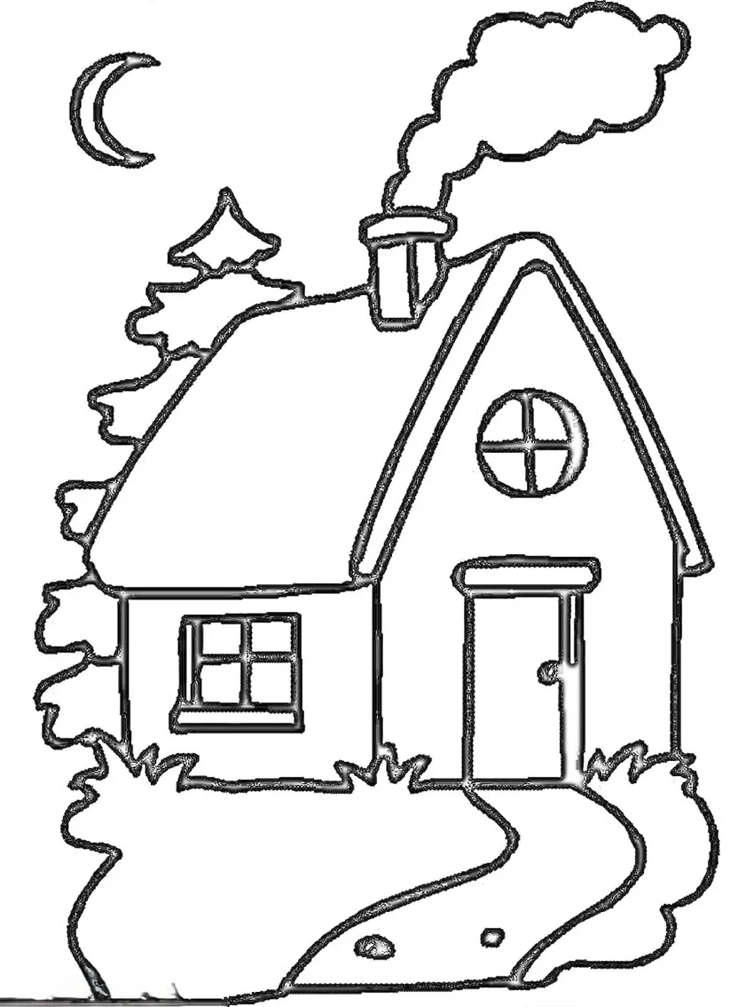 Tranh tô màu ngôi nhà đẹp có ống khói bắt mắt, sáng tạo cho bé