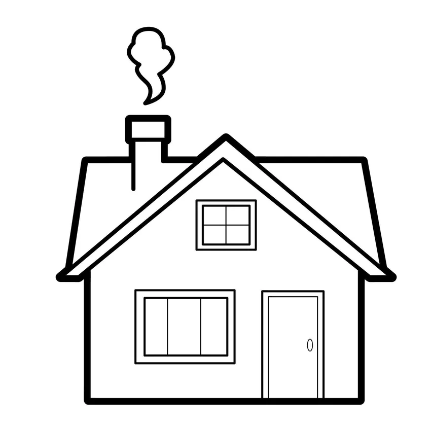 Tranh tô màu nhà kèm ống khói vui nhộn, phát triển trí tưởng tượng