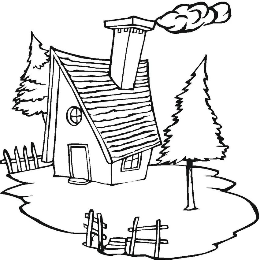 Tranh tô màu ngôi nhà + ống khói ngộ nghĩnh, bé tô thỏa sức