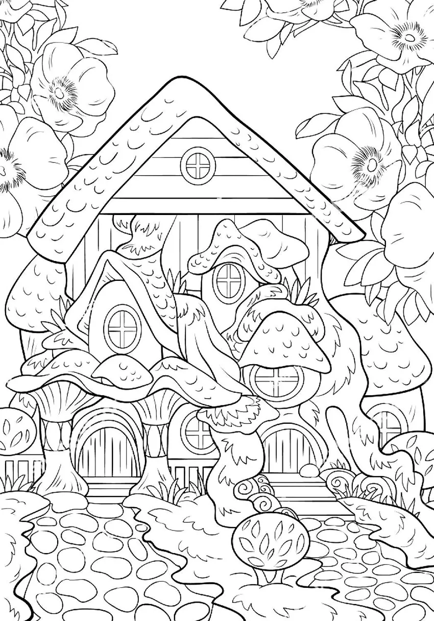 Tận hưởng niềm vui với tranh tô màu ngôi nhà cổ tích sinh động