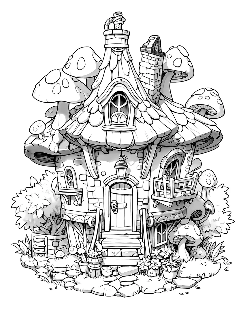 Tranh tô màu nhà cổ tích cho trẻ em sinh động và dễ tô