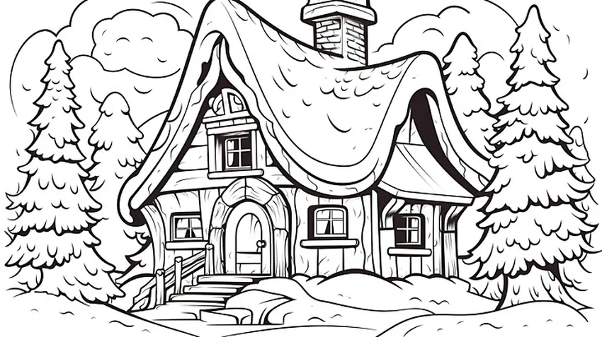 Bé yêu thích tranh tô màu khung cảnh nhà cổ sống động