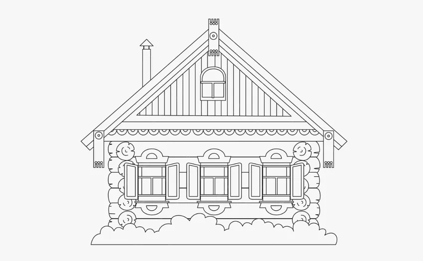 Tranh tô màu nhà cổ gỗ đẹp mắt, gần gũi và truyền thống