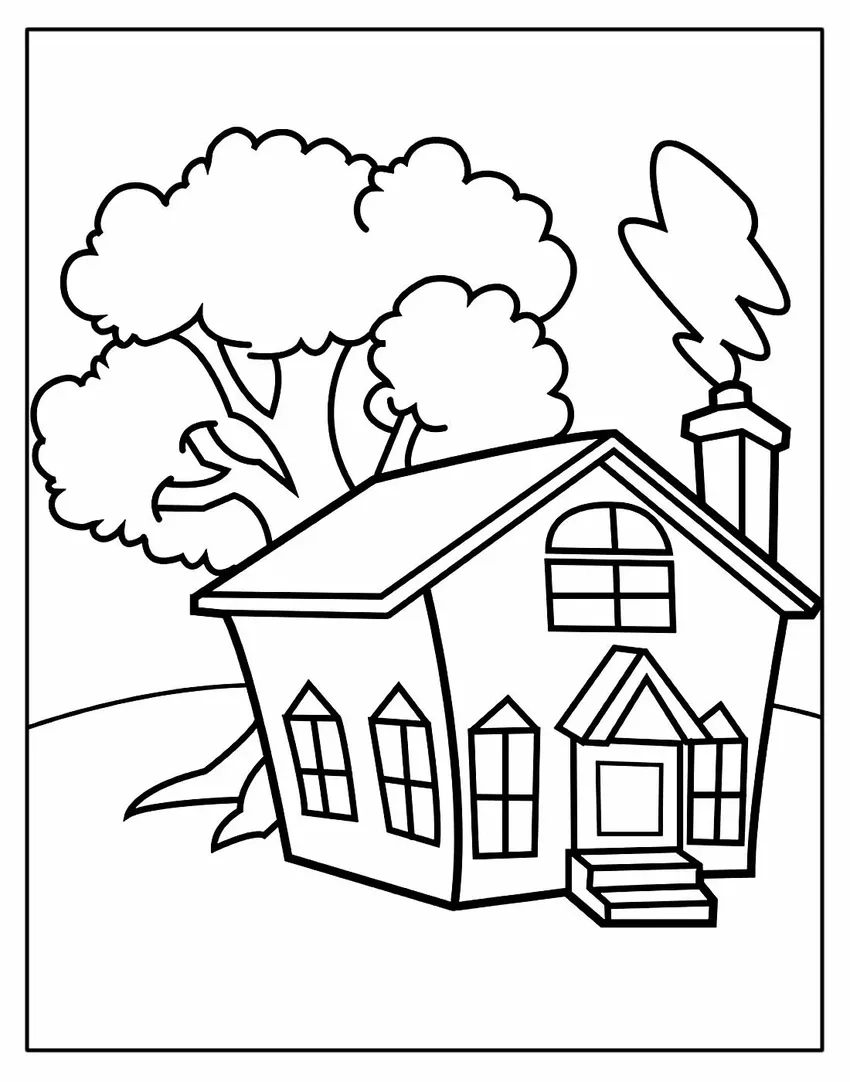 Tranh tô màu nhà đẹp tinh tế giúp bé rèn luyện sự khéo léo