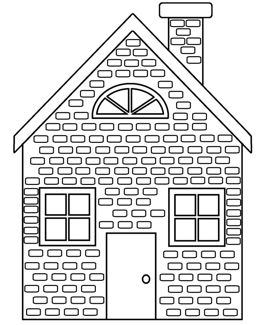 Tô màu tranh tô màu ngôi nhà gạch đẹp cho bé