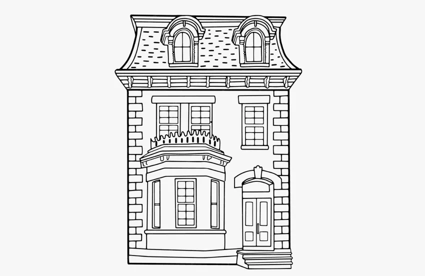 Tô màu tranh tô màu nhà gạch trắng tinh khiết và nhẹ nhàng