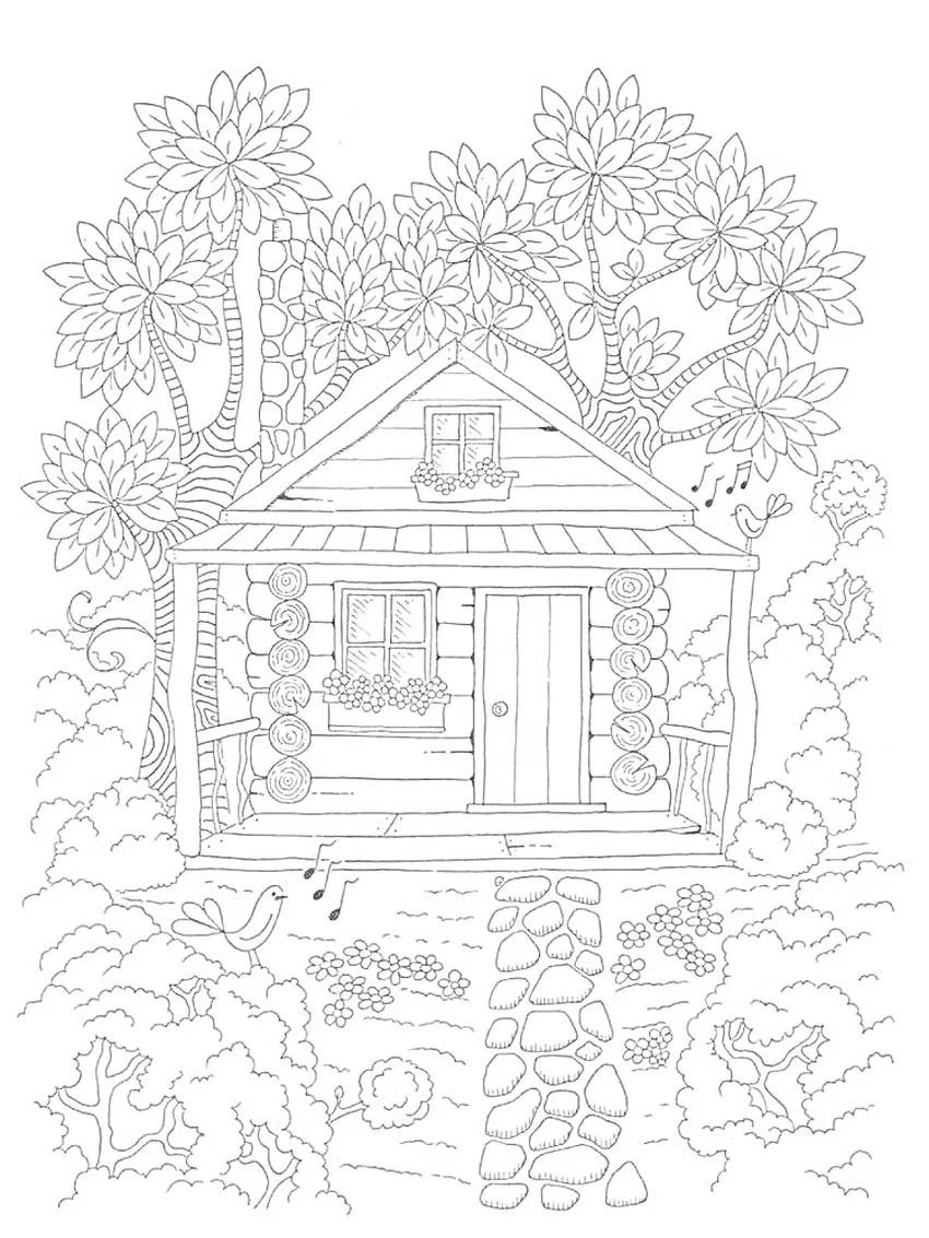 Vẽ tranh tô màu nhà gỗ cổ điển độc đáo và sinh động