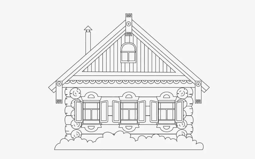 Tải về tranh tô màu nhà gỗ để bé tập tô mỗi ngày