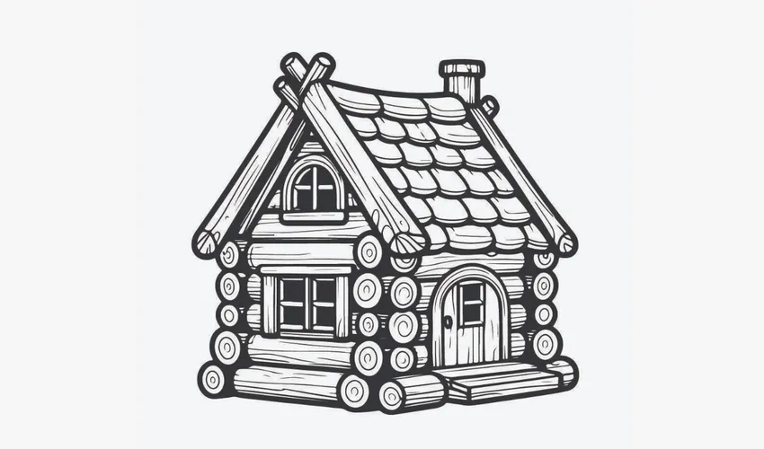 Tranh tô màu nhà gỗ đơn giản cho bé dễ thực hiện