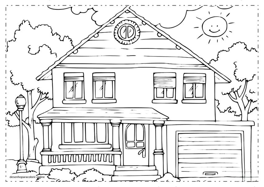 Tranh tô màu nhà 2 tầng hình vector sắc nét và sống động