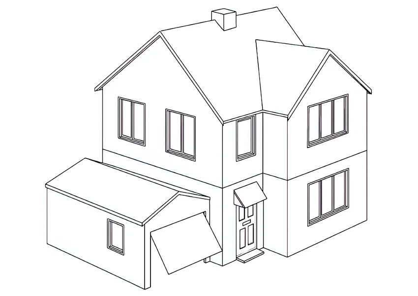 Trang tô màu nhà hai tầng cho bé thỏa sức sáng tạo