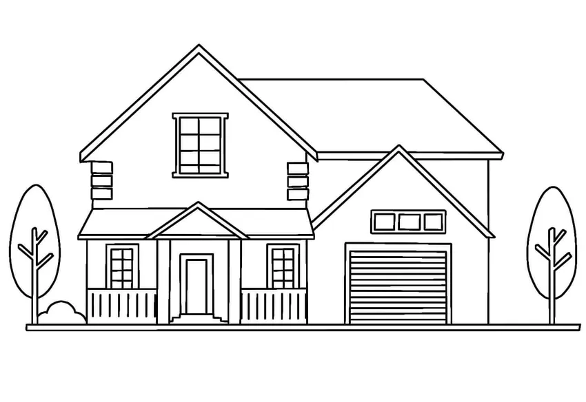 Bộ tranh tô màu nhà 2 tầng đầy đủ các mẫu hấp dẫn