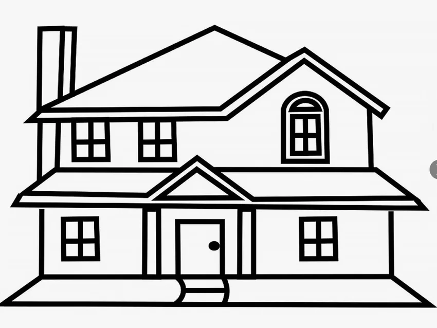 Tải tranh tô màu nhà hai tầng miễn phí cho bé tập tô