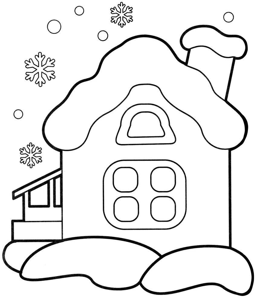 Tranh tô màu căn nhà đơn giản dễ in và tô màu