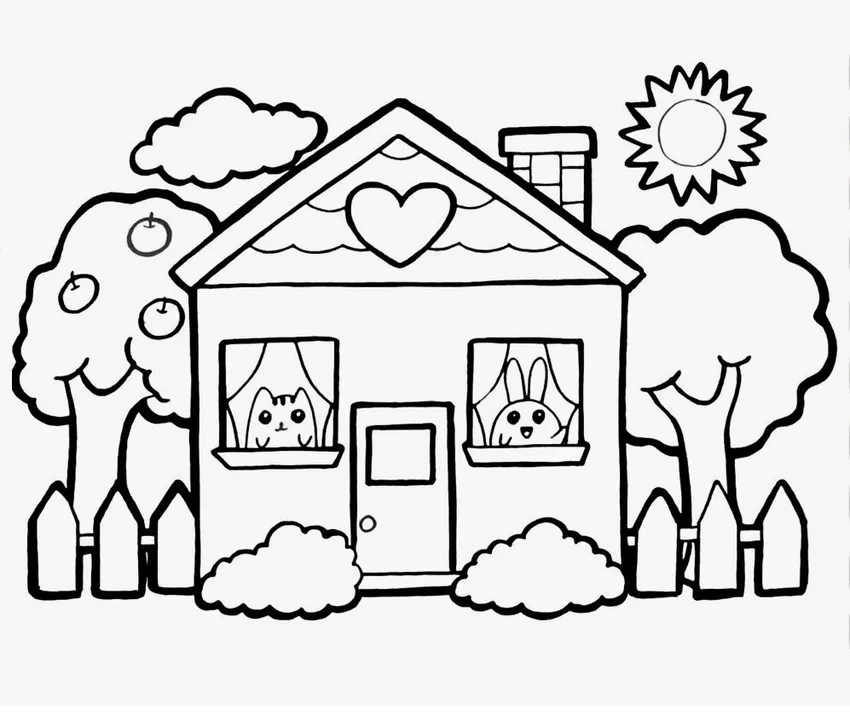 Tranh tô màu nhà mái tam giác độc đáo và dễ tô