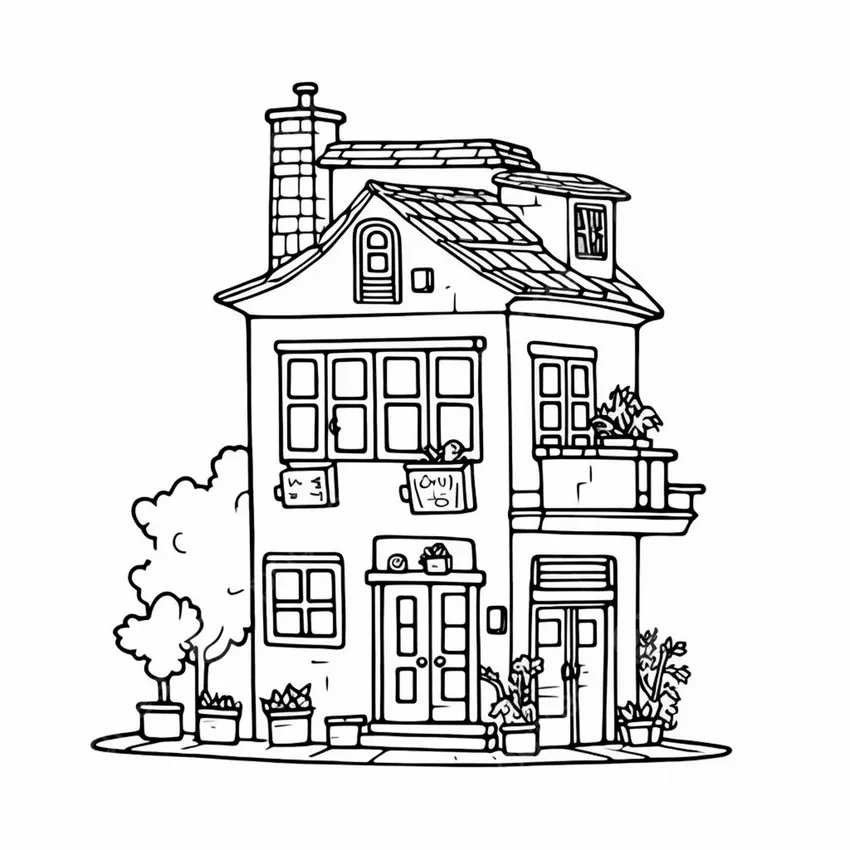 Tranh tô màu nhà phố học liệu kết hợp giáo dục và giải trí