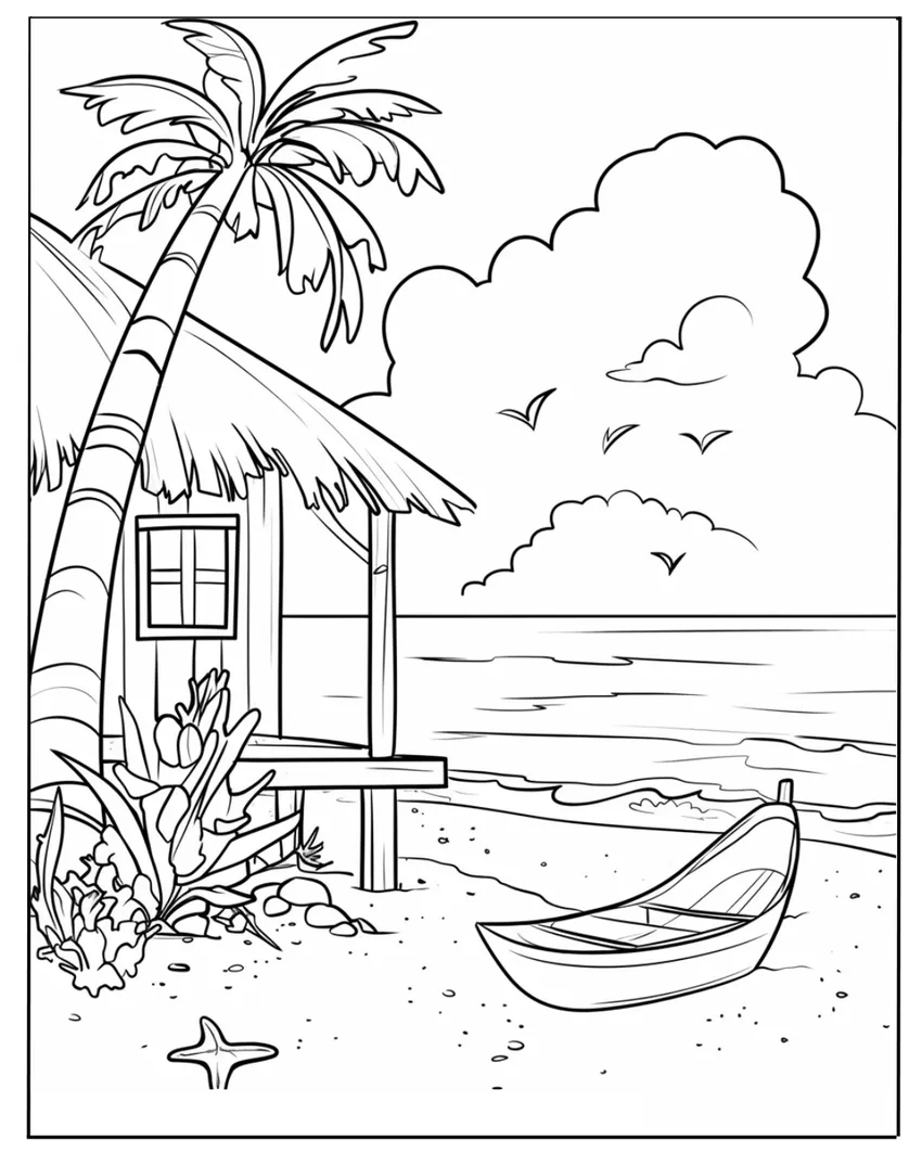 Bé thỏa sức sáng tạo với tranh tô màu bãi biển rực rỡ