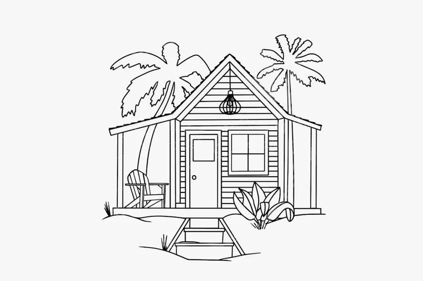 Tranh tô màu ngôi nhà bãi biển giúp bé thư giãn và vui vẻ