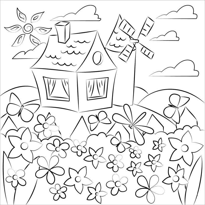 Bé yêu thích tranh tô màu nhà vườn cho bé với màu sắc rực rỡ
