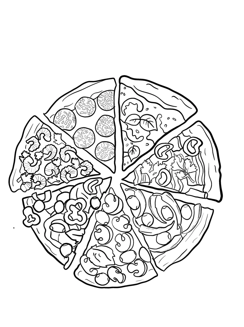 Bé yêu thích tranh tô màu bánh pizza cute