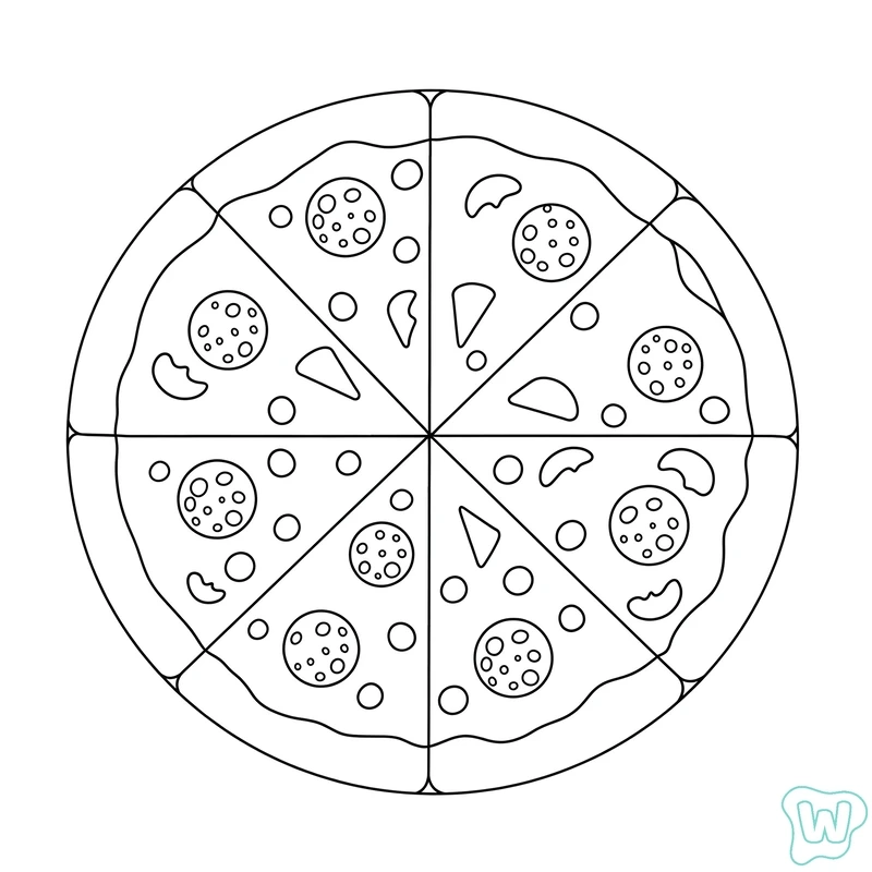 Bé yêu thích tranh tô màu pizza dễ thương đáng yêu
