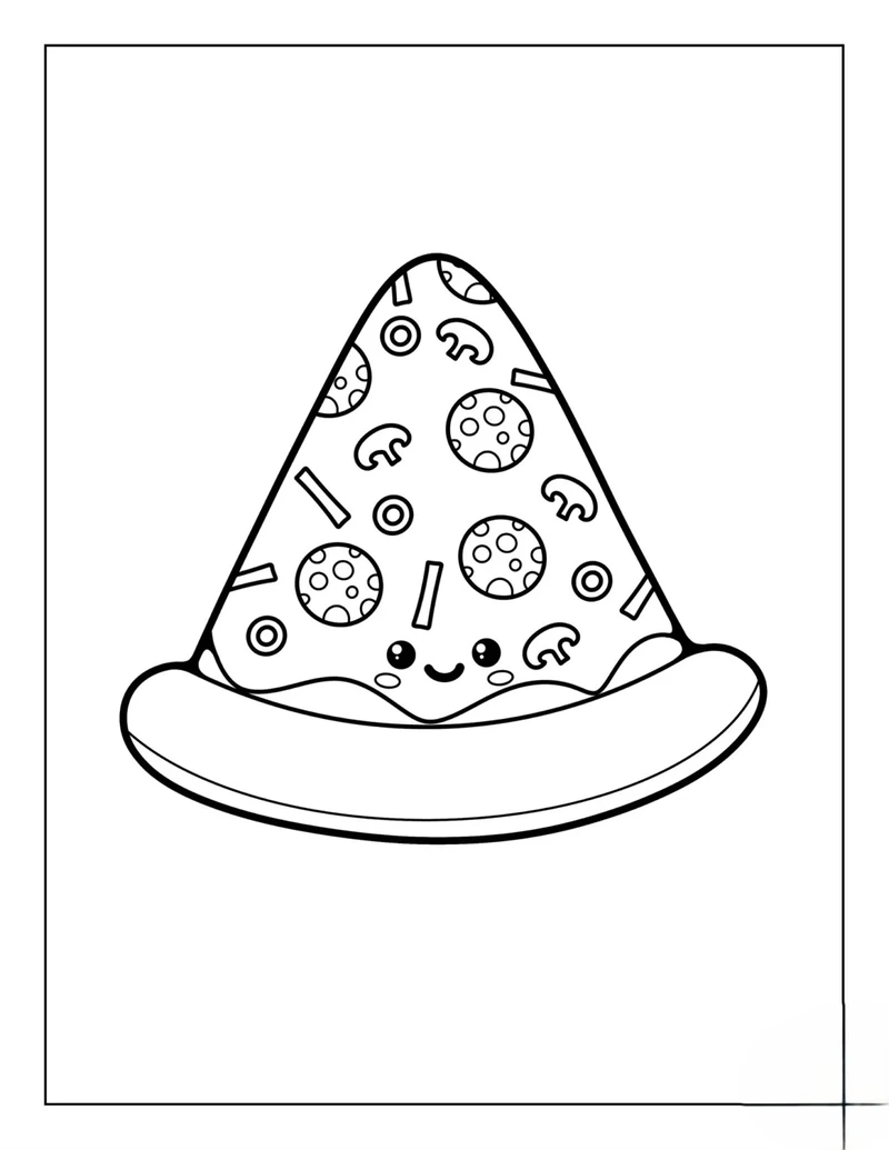 Bé mê mẩn tranh tô màu miếng pizza đẹp siêu xinh