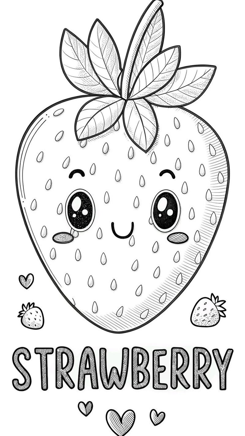 Bé mê mẩn tranh tô màu dâu tây cute mỗi ngày