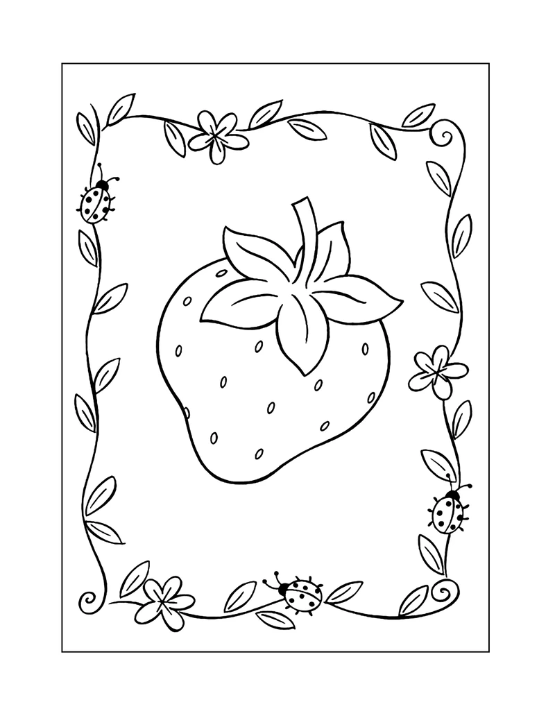 Tải ngay tranh tô màu dâu tây file PDF cho bé