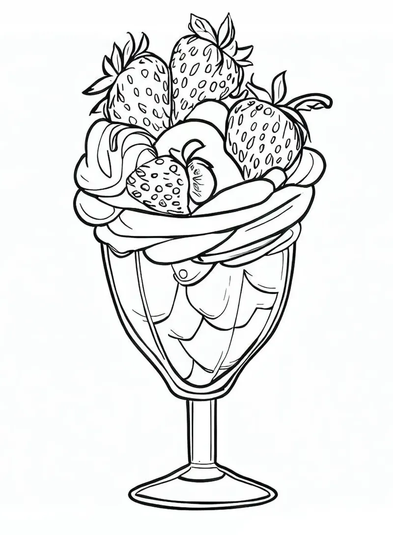 Tranh tô màu quả dâu tây dễ thương