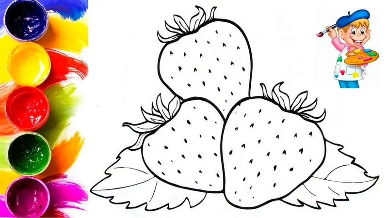 Tranh tô màu quả dâu tây hoạt hình