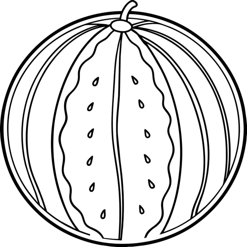 In ngay bộ tranh tô màu quả dưa hấu PNG chất lượng cao
